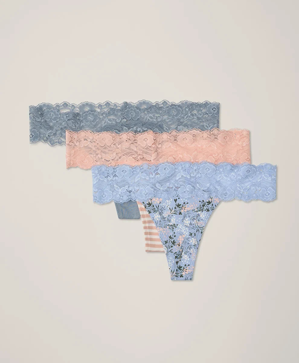 clearance lace waist thong 3-pack
