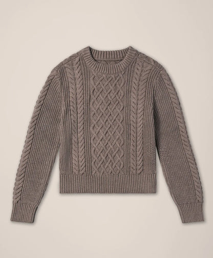 clearance luxe knit cable crew sweater