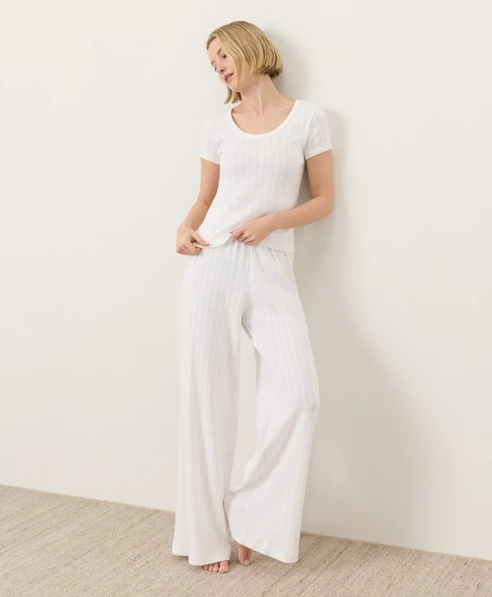 clearance pointelle wide leg pant