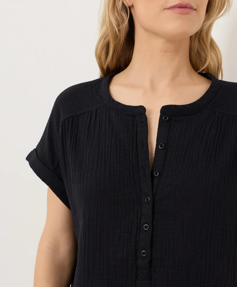 clearance coastal double gauze short sleeve popover