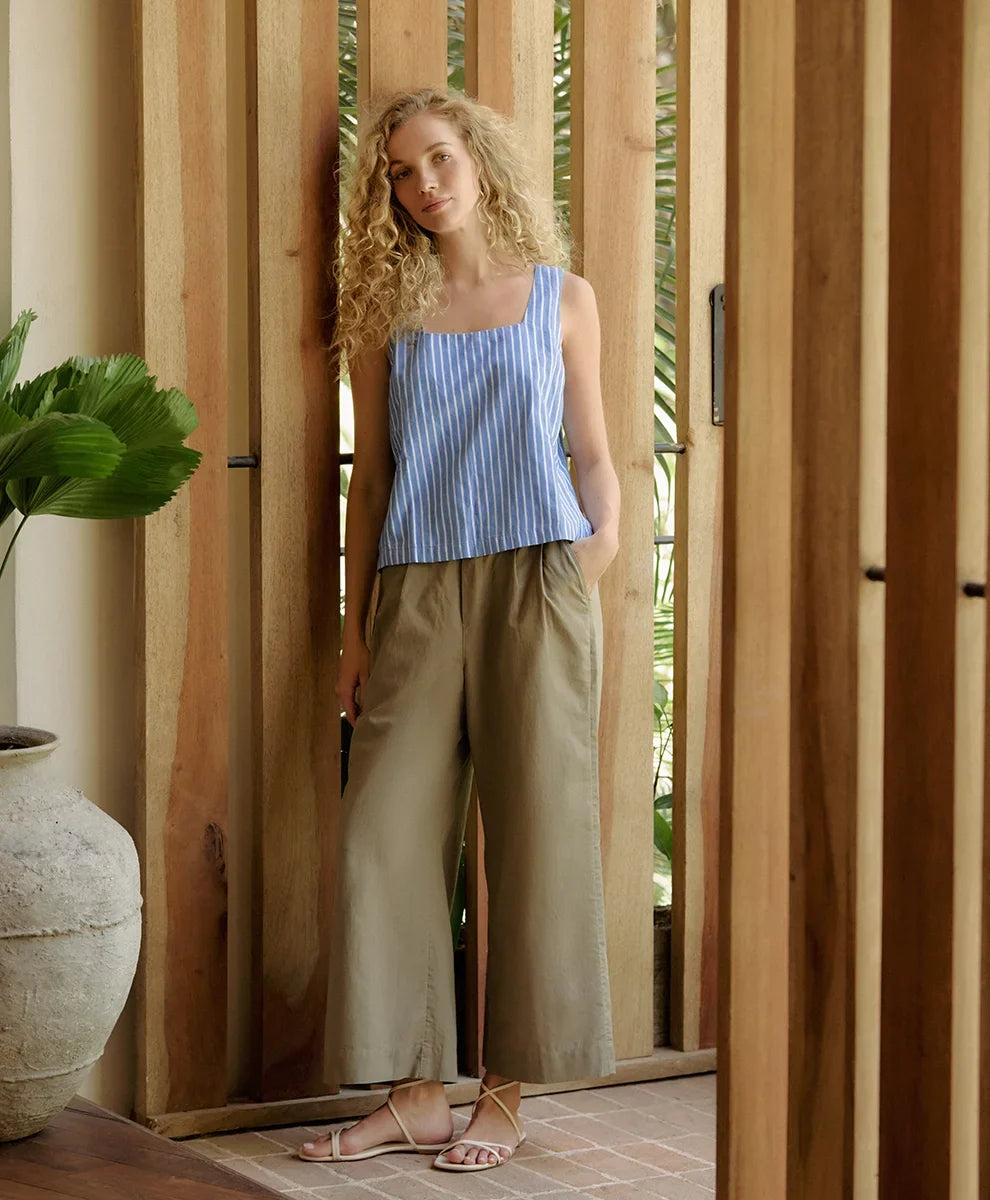 clearance canopy linen blend pleated trouser