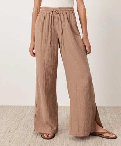 clearance coastal double gauze split hem pant