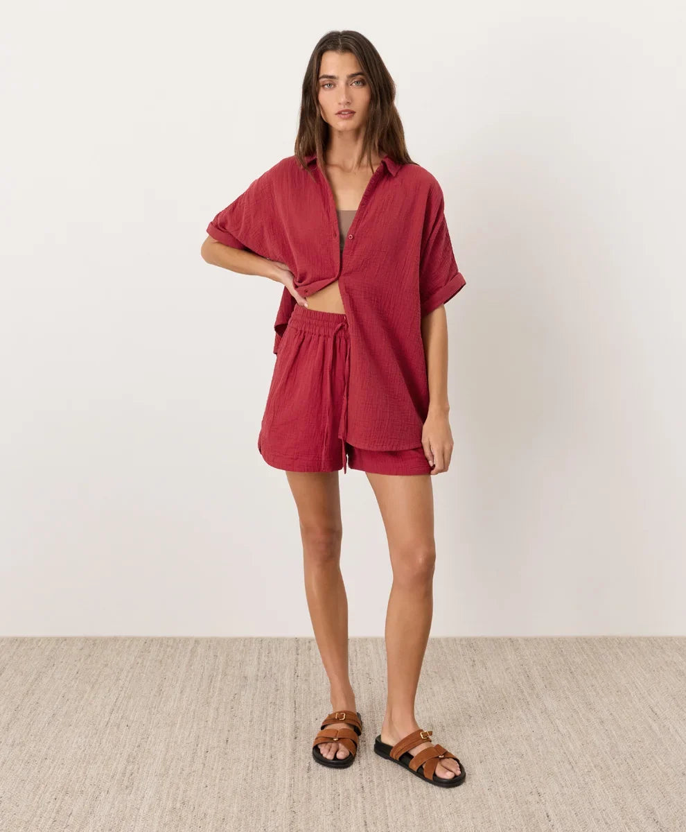 clearance coastal double gauze curved hem short