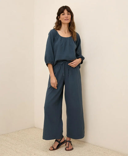 clearance coastal double gauze split hem pant