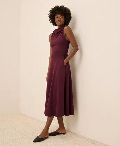 clearance fit & flare cowl neck dress