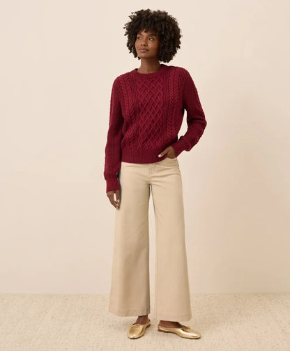 clearance luxe knit cable crew sweater