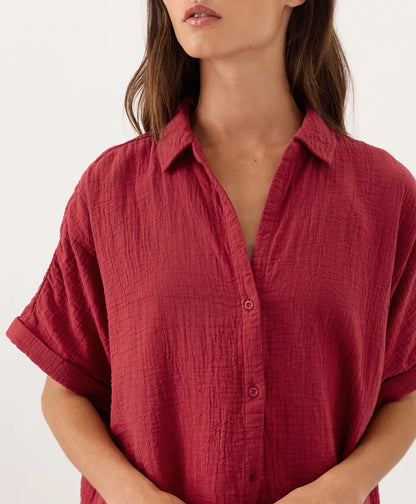 clearance coastal double gauze oversized shirt