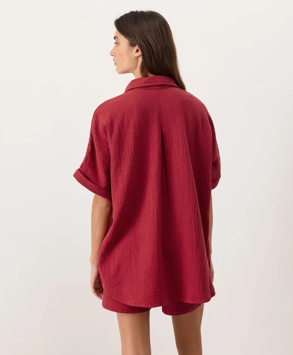 clearance coastal double gauze oversized shirt