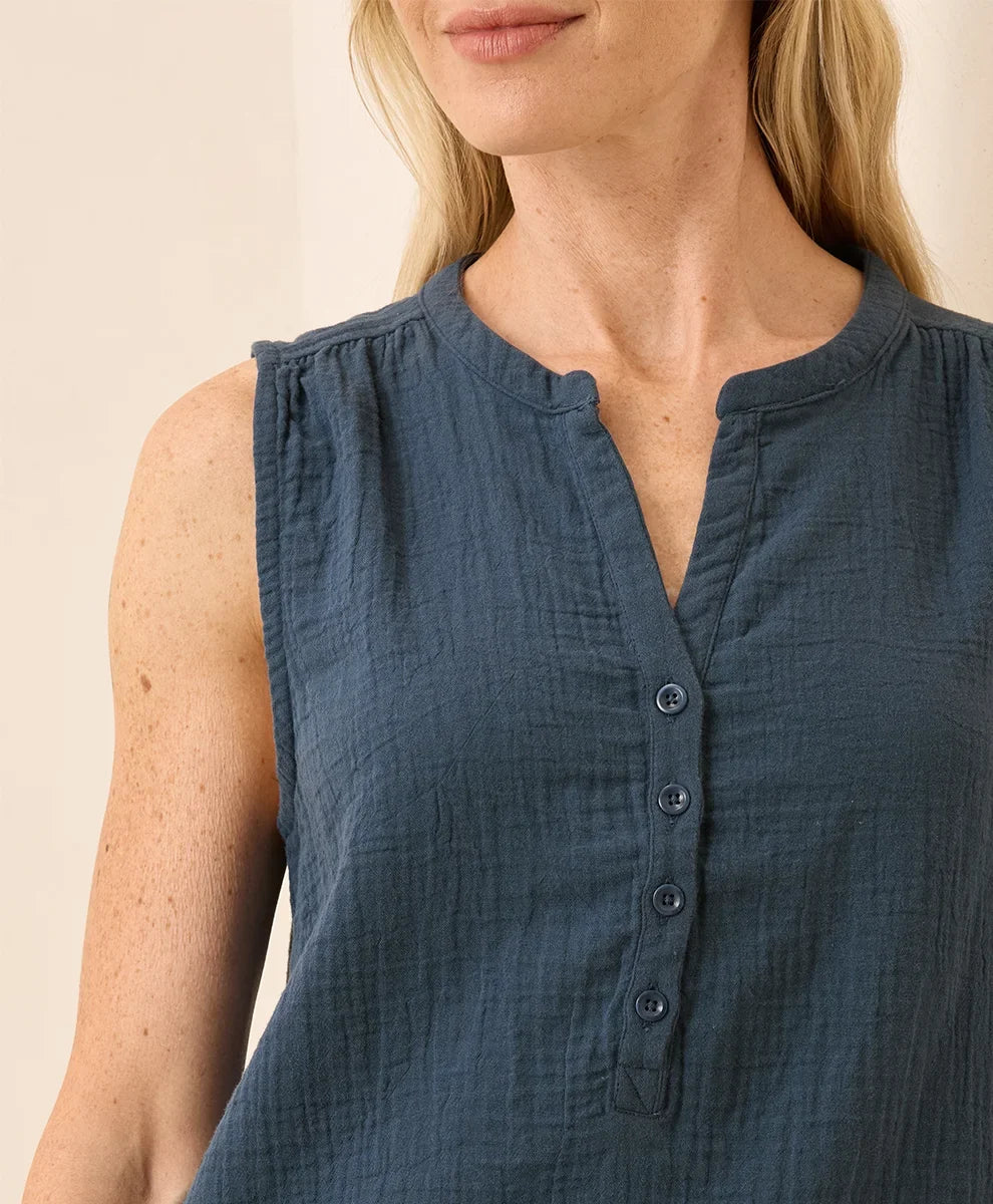 clearance coastal double gauze henley tank