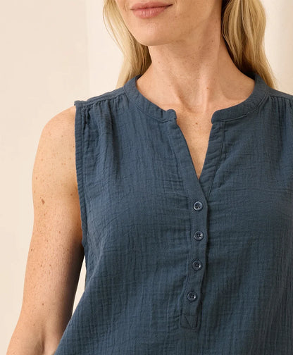 clearance coastal double gauze henley tank