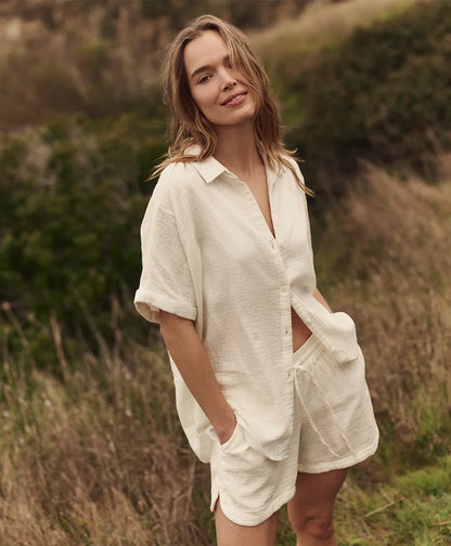 clearance coastal double gauze oversized shirt
