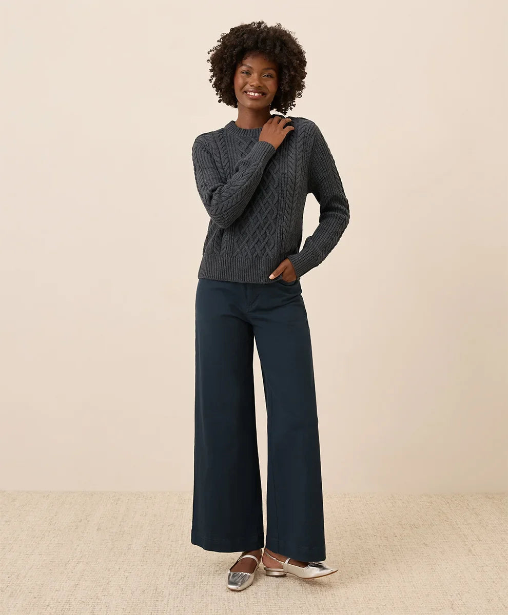 clearance luxe knit cable crew sweater