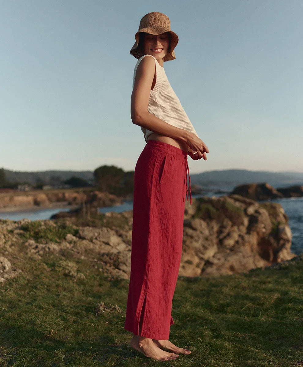 clearance coastal double gauze split hem pant