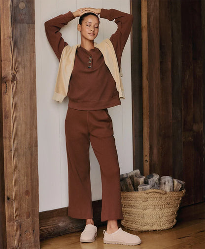 clearance thermal waffle wide leg pant