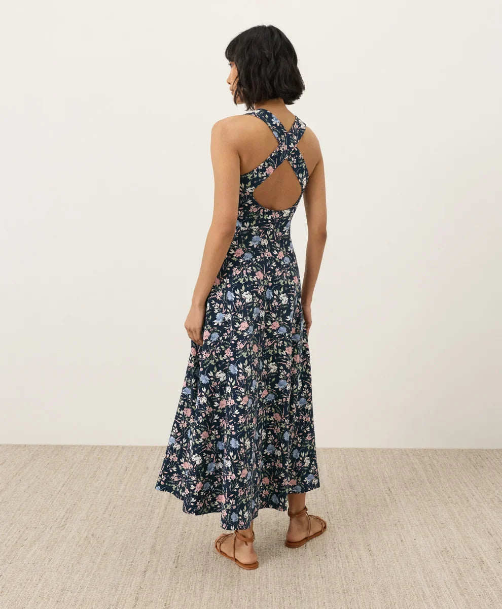 clearance fit & flare open back maxi dress