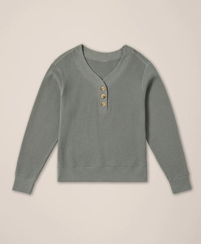 clearance thermal waffle henley pullover