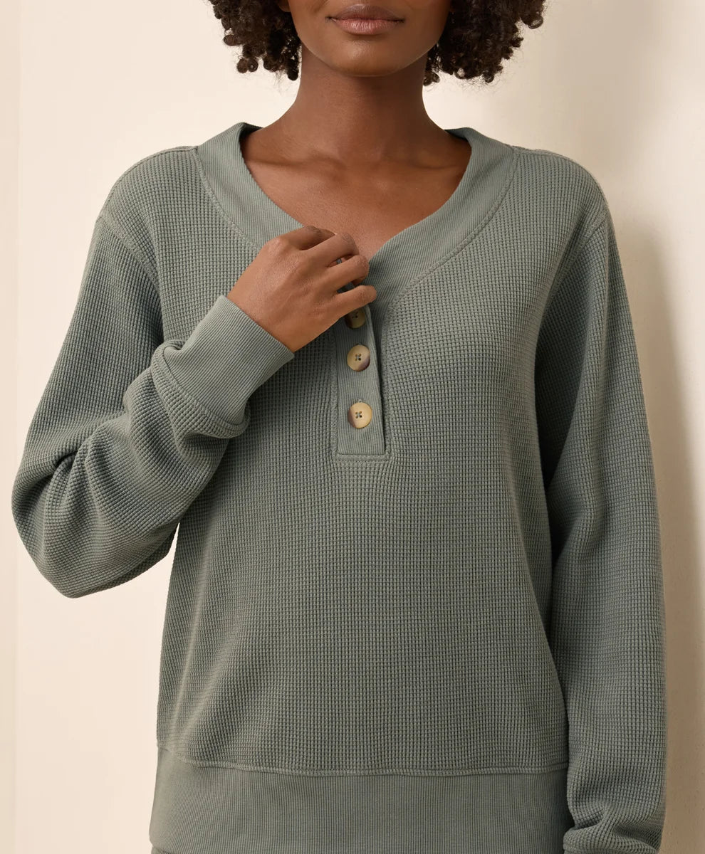 clearance thermal waffle henley pullover