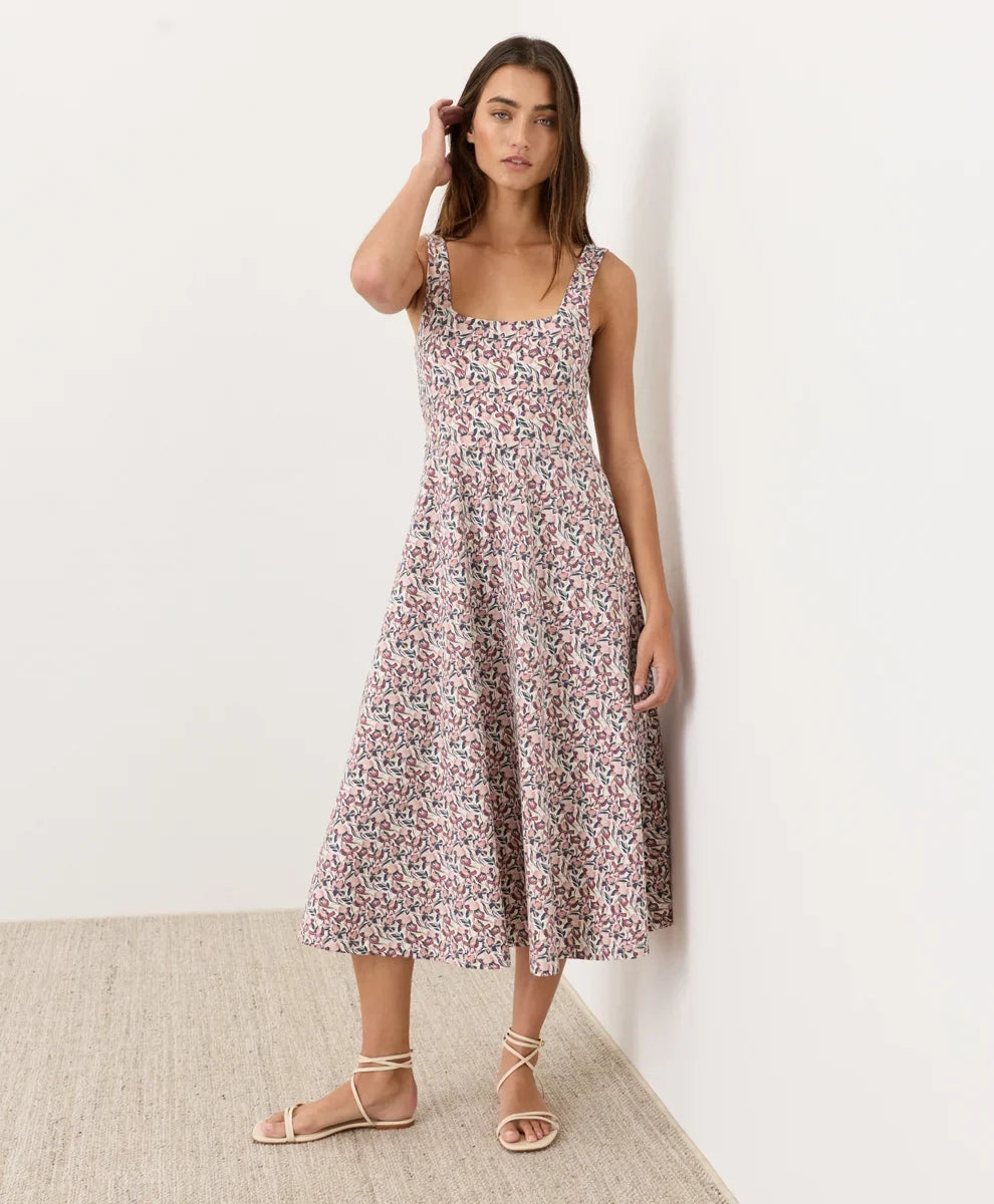 clearance fit & flare square neck dress