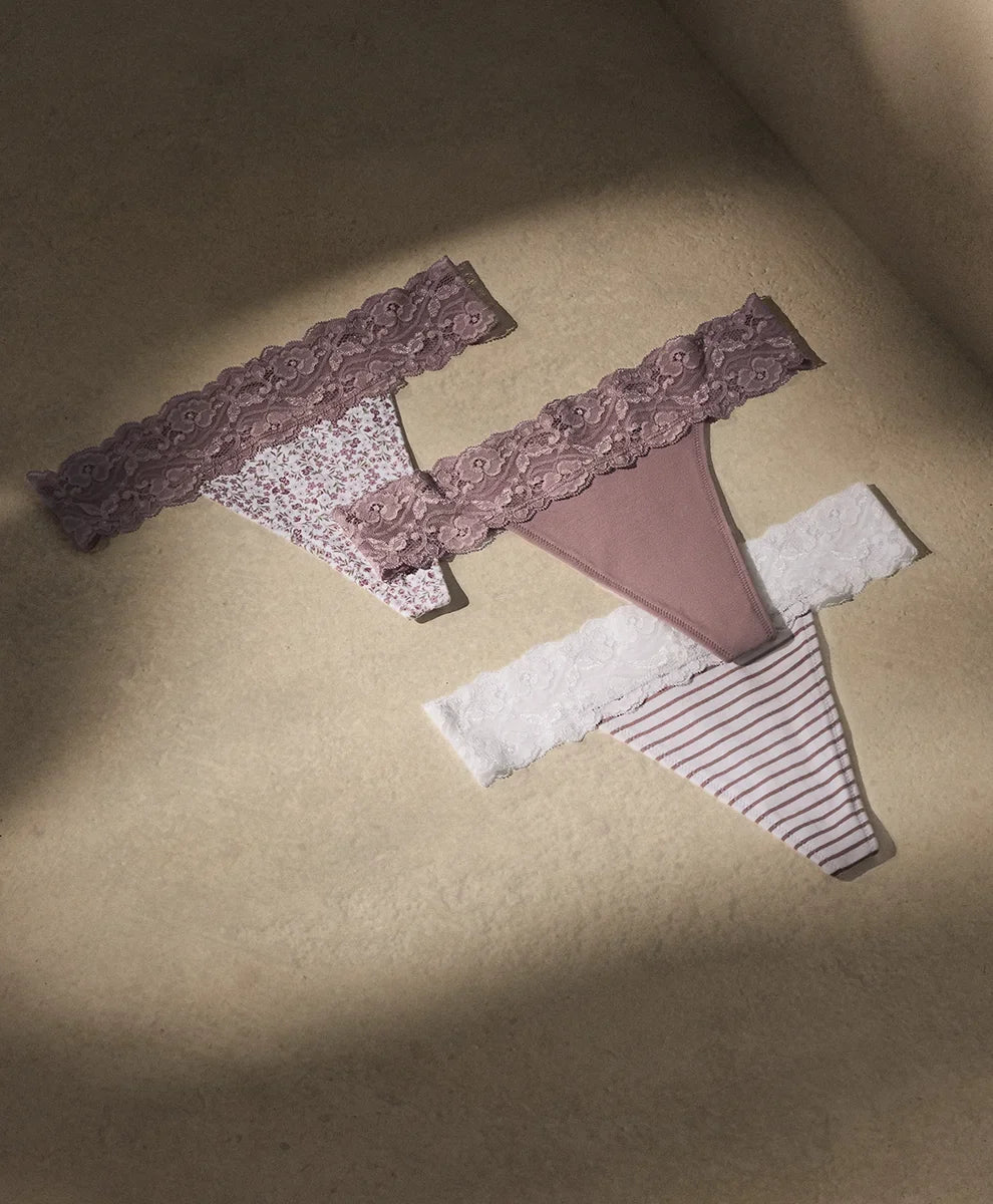 lace waist thong 3-pack