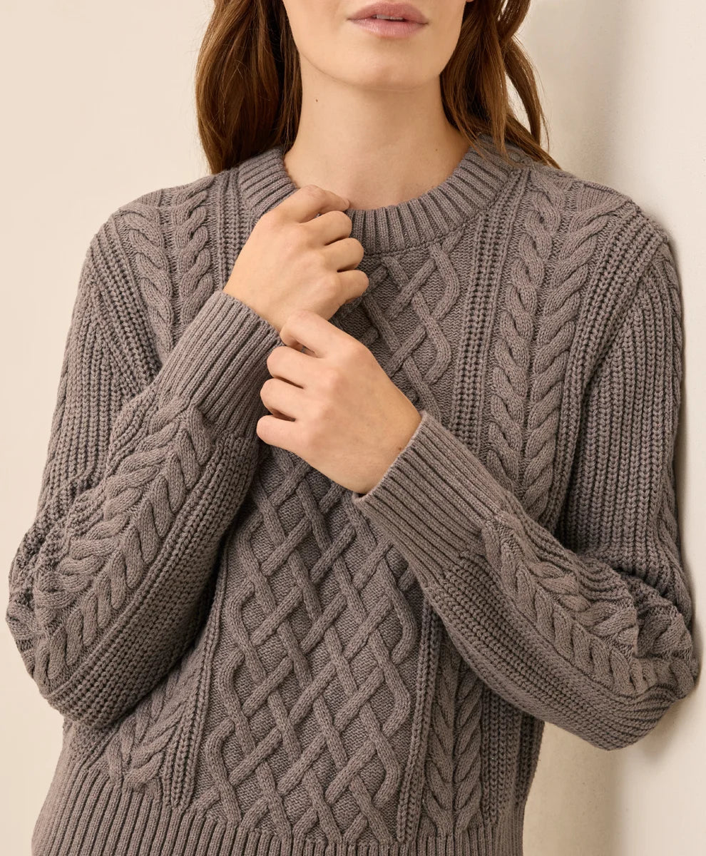 clearance luxe knit cable crew sweater